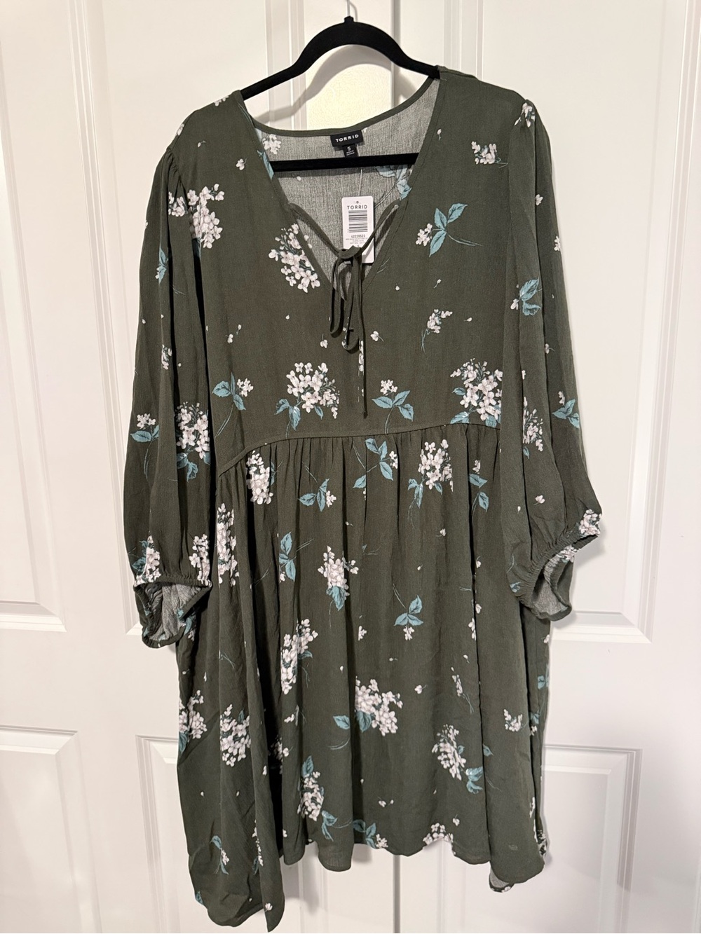 Torrid Olive Green Floral Tie-Front Dress